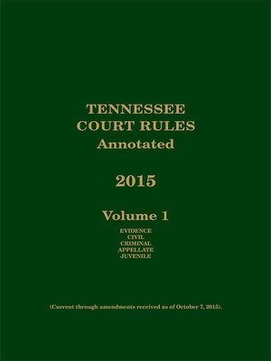 cover image of Tennessee Court Rules Annotated